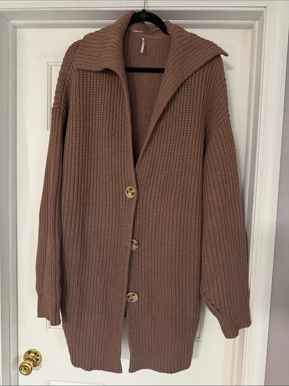 Free People Chunky Rib-Knit Button Cardigan - Brown